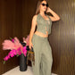 coordinato in lino militare