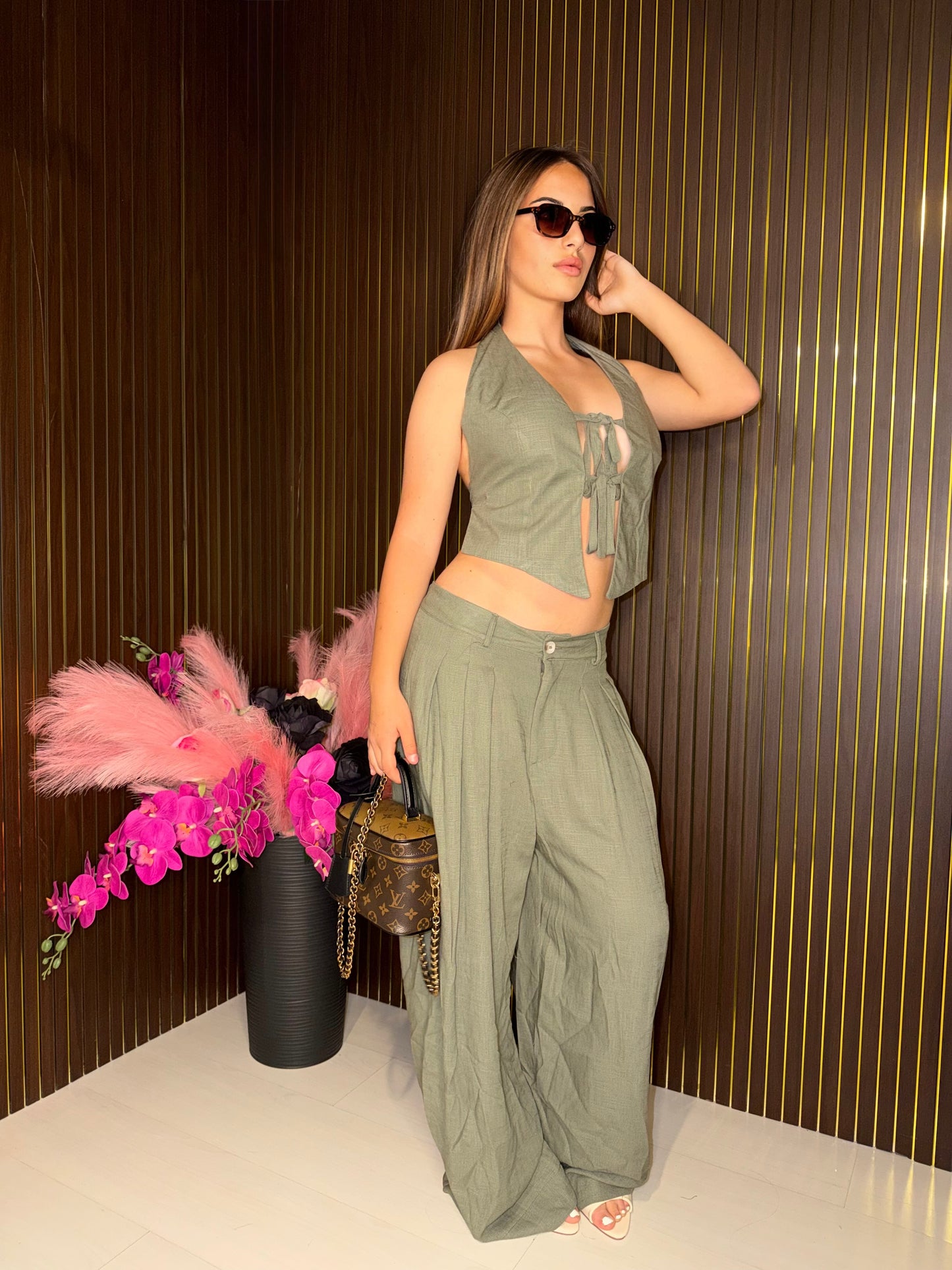 coordinato in lino militare