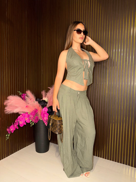 coordinato in lino militare
